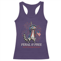 Feral & Free Funny Raccoon 4th of July Racerback Tank Top USA 250 Years Freedom Independence Anniversary Gift