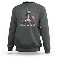 Feral & Free Funny Raccoon 4th of July Sweatshirt USA 250 Years Freedom Independence Anniversary Gift
