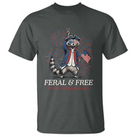 Feral & Free Funny Raccoon 4th of July T Shirt USA 250 Years Freedom Independence Anniversary Gift