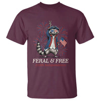 Feral & Free Funny Raccoon 4th of July T Shirt USA 250 Years Freedom Independence Anniversary Gift