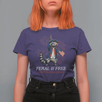 Feral & Free Funny Raccoon 4th of July T Shirt For Women USA 250 Years Freedom Independence Anniversary Gift