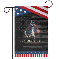 Feral and Free Funny Raccoon 4th of July Patriotic Garden Flag USA 250 Years Freedom Independence Anniversary Gift