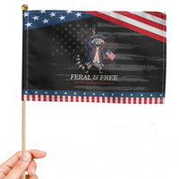 Feral and Free Funny Raccoon 4th of July Patriotic Handheld Flag USA 250 Years Freedom Independence Anniversary Gift