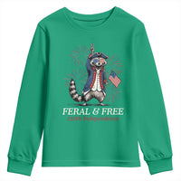 Feral & Free Funny Raccoon 4th of July Youth Sweatshirt USA 250 Years Freedom Independence Anniversary Gift