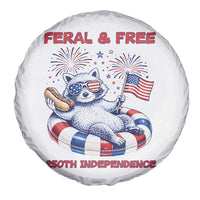 Feral and Free Funny Raccoon 4th of July Spare Tire Cover 250 Years Of Freedom