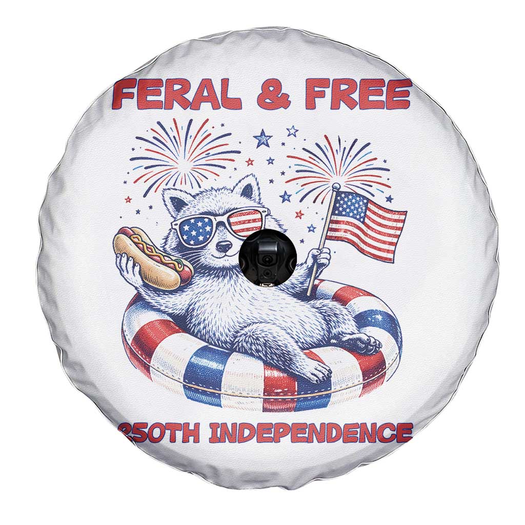 Feral and Free Funny Raccoon 4th of July Spare Tire Cover 250 Years Of Freedom