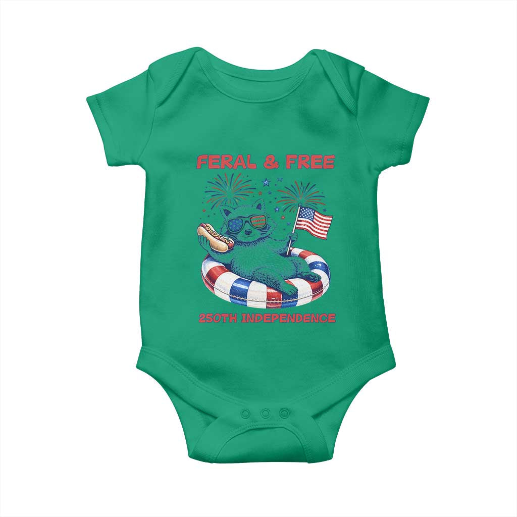 Feral & Free Funny Raccoon 4th of July Baby Onesie 250 Years Of Freedom