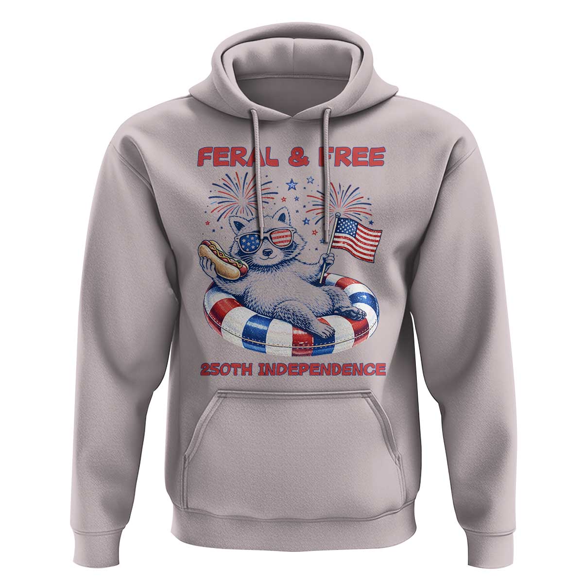 Feral & Free Funny Raccoon 4th of July Hoodie 250 Years Of Freedom
