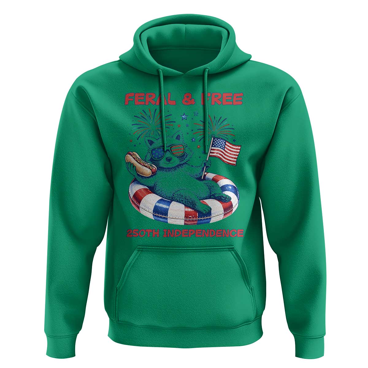 Feral & Free Funny Raccoon 4th of July Hoodie 250 Years Of Freedom