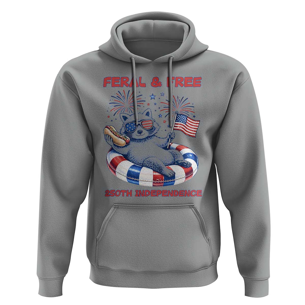 Feral & Free Funny Raccoon 4th of July Hoodie 250 Years Of Freedom