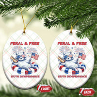 Feral and Free Funny Raccoon 4th of July Ceramic Ornament 250 Years Of Freedom