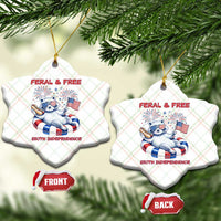 Feral and Free Funny Raccoon 4th of July Ceramic Ornament 250 Years Of Freedom