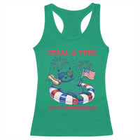 Feral & Free Funny Raccoon 4th of July Racerback Tank Top 250 Years Of Freedom