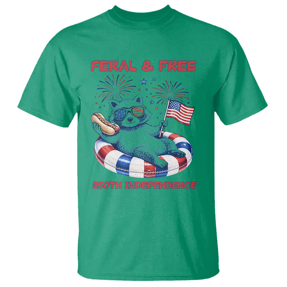 Feral & Free Funny Raccoon 4th of July T Shirt 250 Years Of Freedom