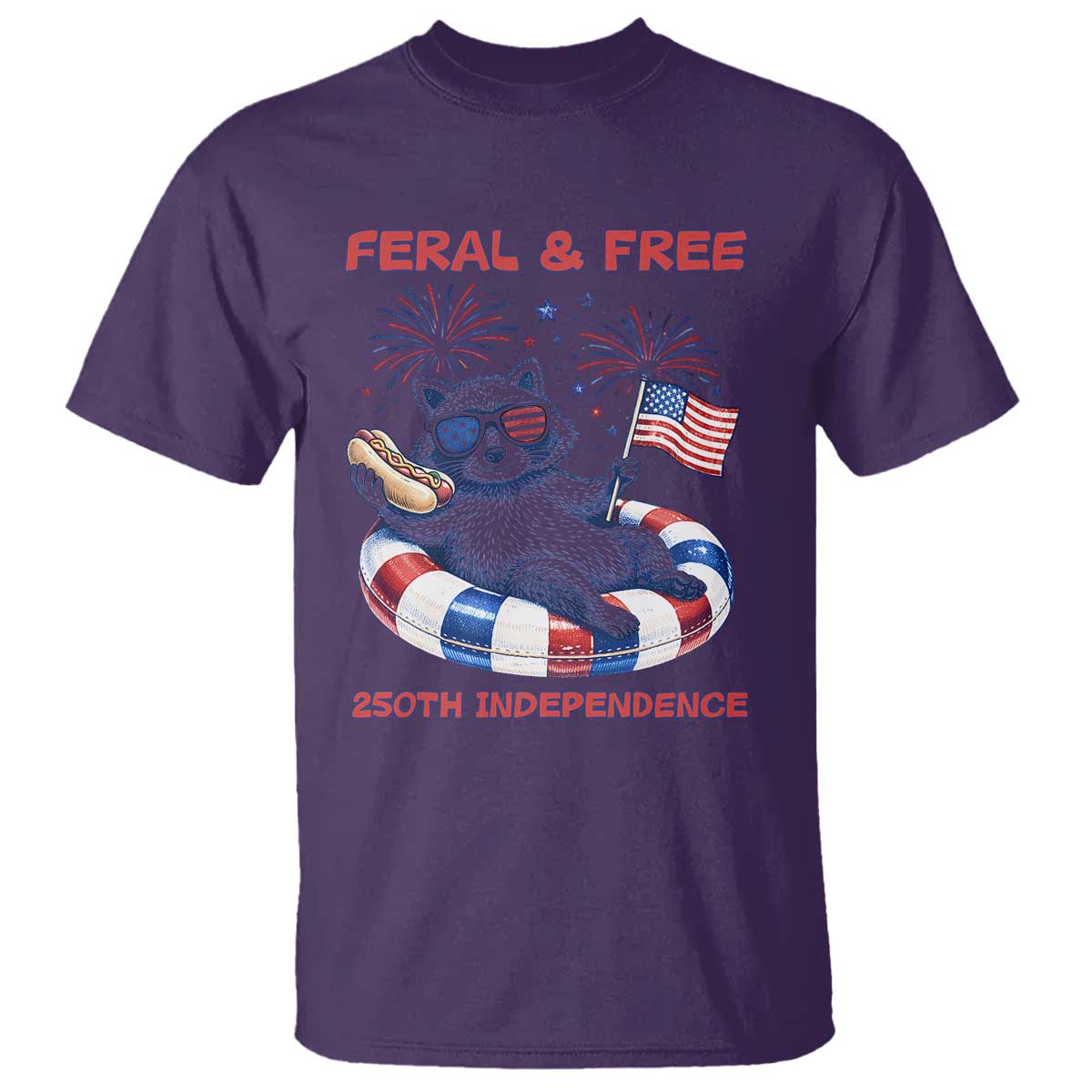 Feral & Free Funny Raccoon 4th of July T Shirt 250 Years Of Freedom