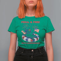 Feral & Free Funny Raccoon 4th of July T Shirt For Women 250 Years Of Freedom