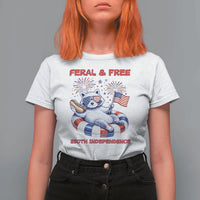 Feral & Free Funny Raccoon 4th of July T Shirt For Women 250 Years Of Freedom