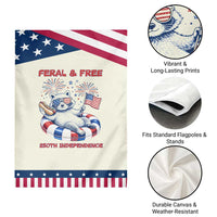 Feral and Free Funny Raccoon 4th of July Patriotic Garden Flag 250 Years Of Freedom