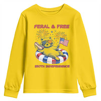 Feral & Free Funny Raccoon 4th of July Youth Sweatshirt 250 Years Of Freedom