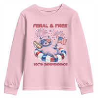 Feral & Free Funny Raccoon 4th of July Youth Sweatshirt 250 Years Of Freedom