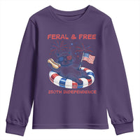 Feral & Free Funny Raccoon 4th of July Youth Sweatshirt 250 Years Of Freedom