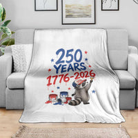 250th Anniversary USA Throw Blanket Patriotic Raccoon American Flag 4th of July