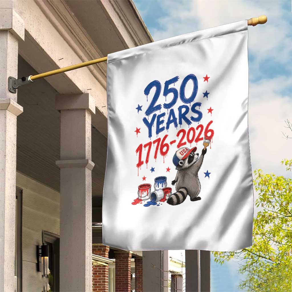 250th Anniversary USA Garden Flag Patriotic Raccoon American Flag 4th of July