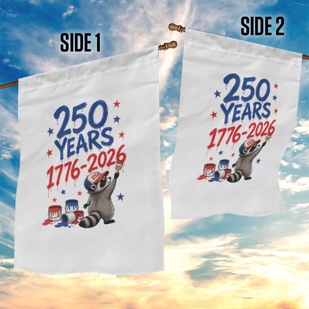 250th Anniversary USA Garden Flag Patriotic Raccoon American Flag 4th of July