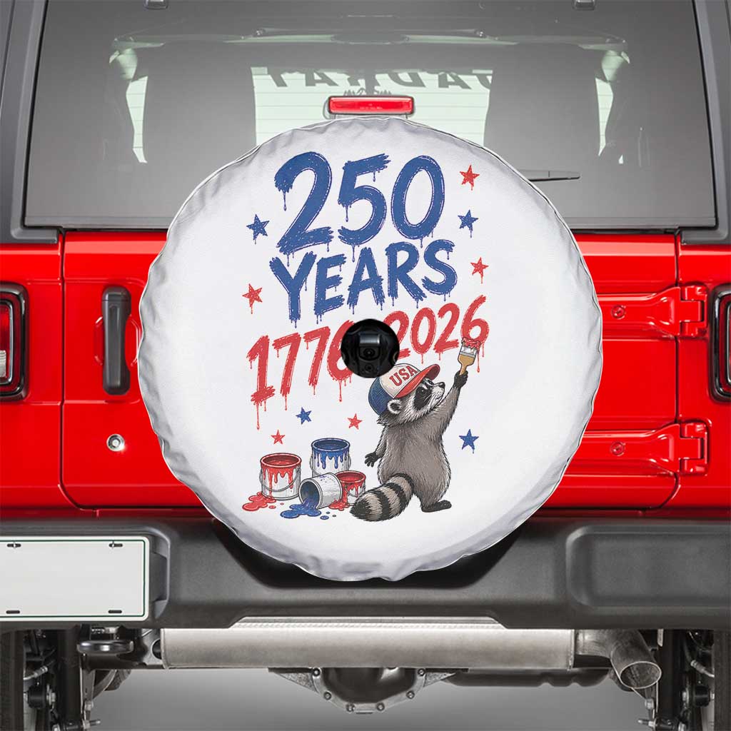 250th Anniversary USA Spare Tire Cover Patriotic Raccoon American Flag 4th of July