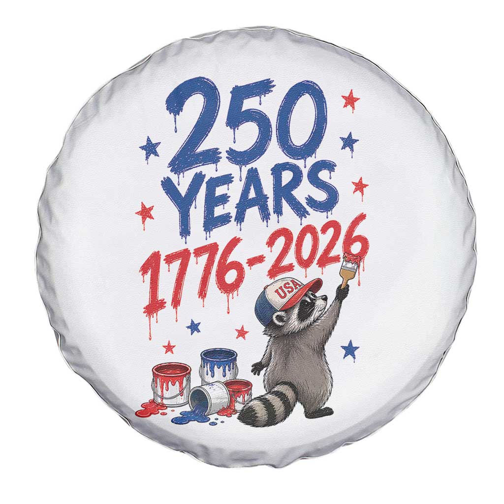 250th Anniversary USA Spare Tire Cover Patriotic Raccoon American Flag 4th of July