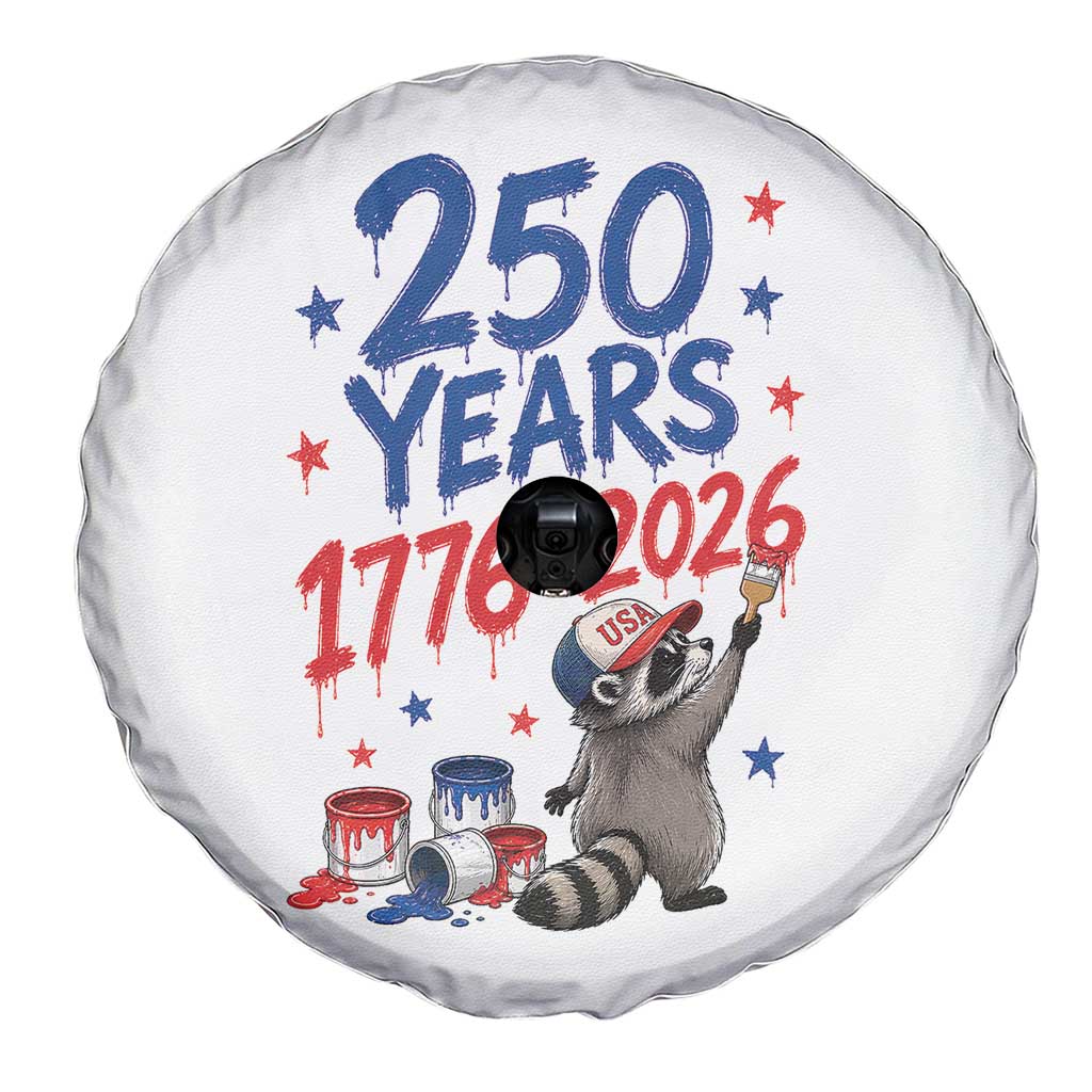 250th Anniversary USA Spare Tire Cover Patriotic Raccoon American Flag 4th of July