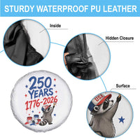 250th Anniversary USA Spare Tire Cover Patriotic Raccoon American Flag 4th of July