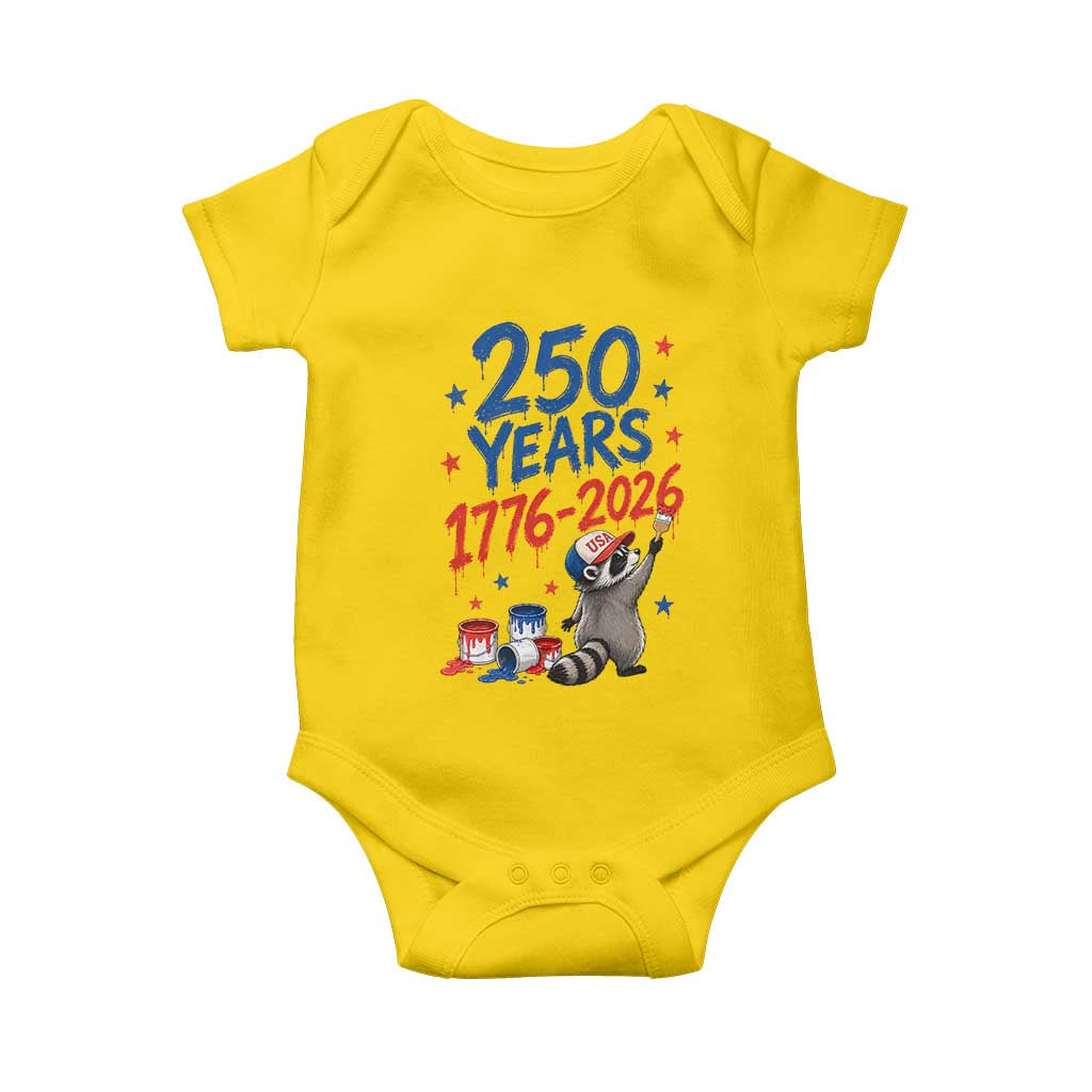 250th Anniversary USA Baby Onesie Patriotic Raccoon 4th of July American Flag