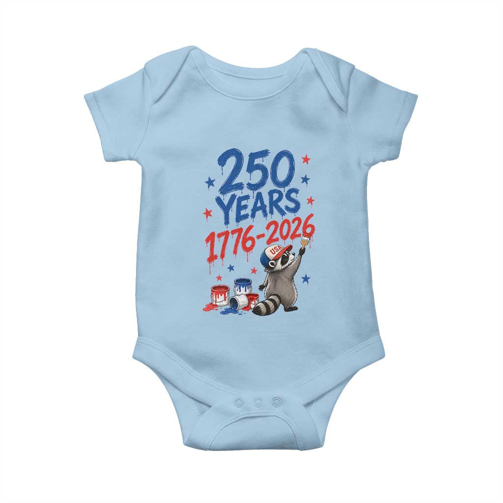 250th Anniversary USA Baby Onesie Patriotic Raccoon 4th of July American Flag