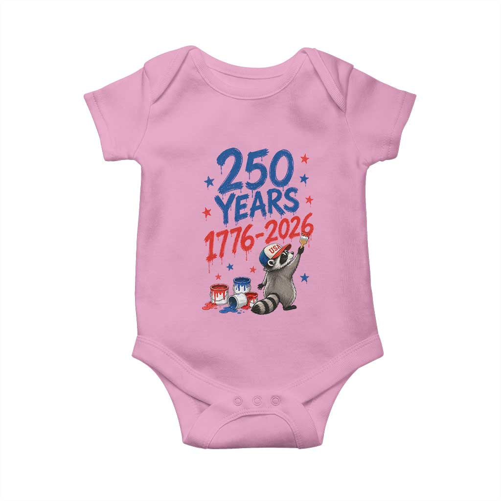 250th Anniversary USA Baby Onesie Patriotic Raccoon 4th of July American Flag