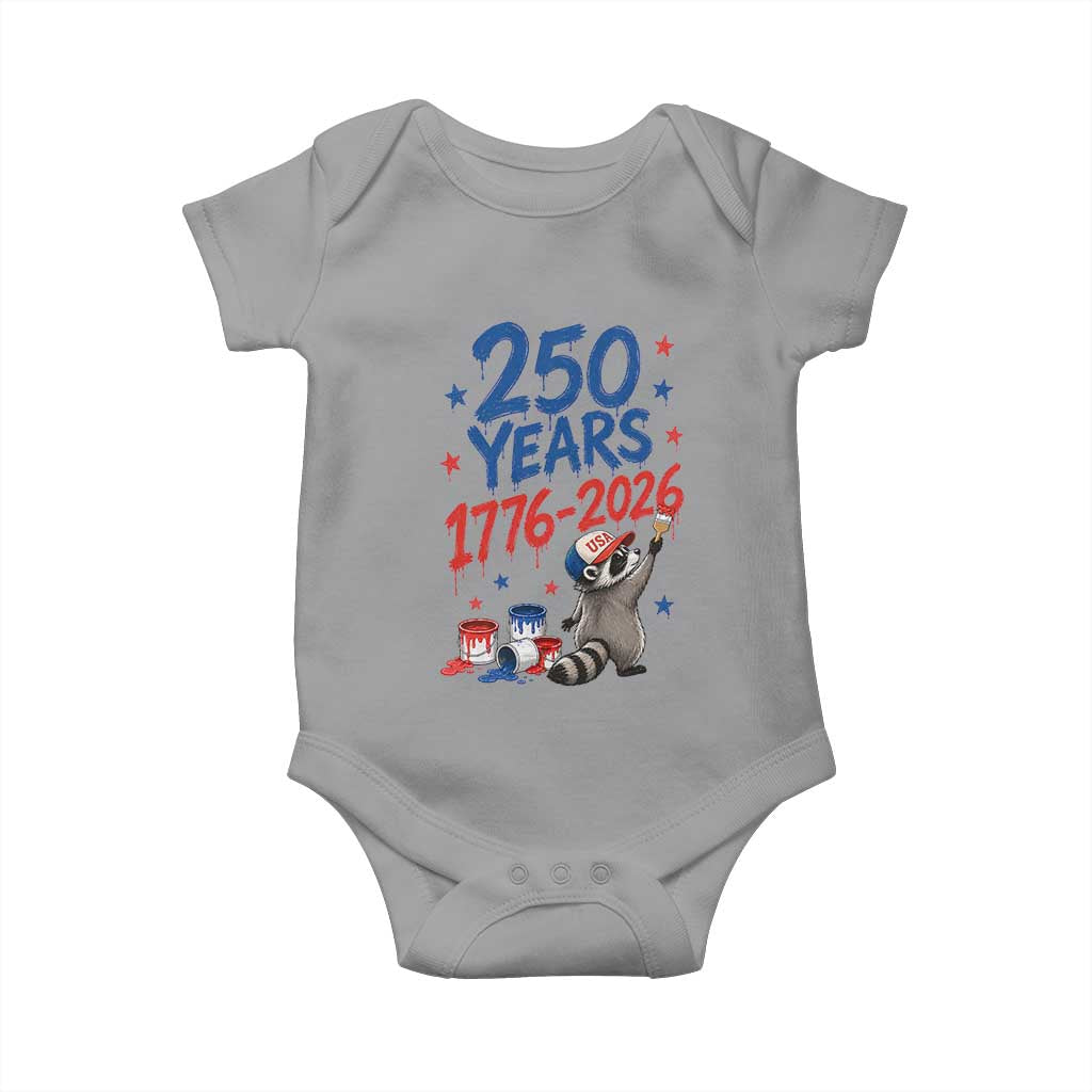 250th Anniversary USA Baby Onesie Patriotic Raccoon 4th of July American Flag