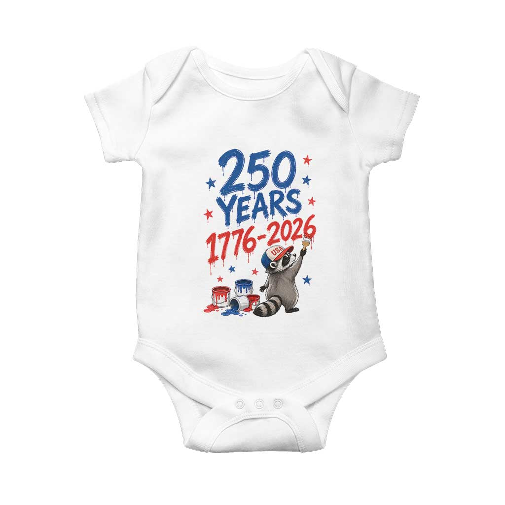 250th Anniversary USA Baby Onesie Patriotic Raccoon 4th of July American Flag