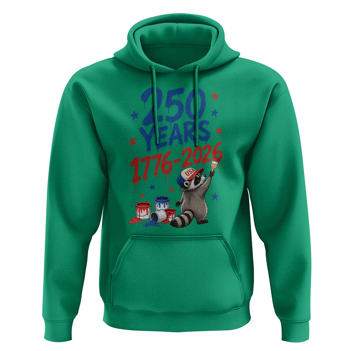 250th Anniversary USA Hoodie Patriotic Raccoon American Flag 4th of July