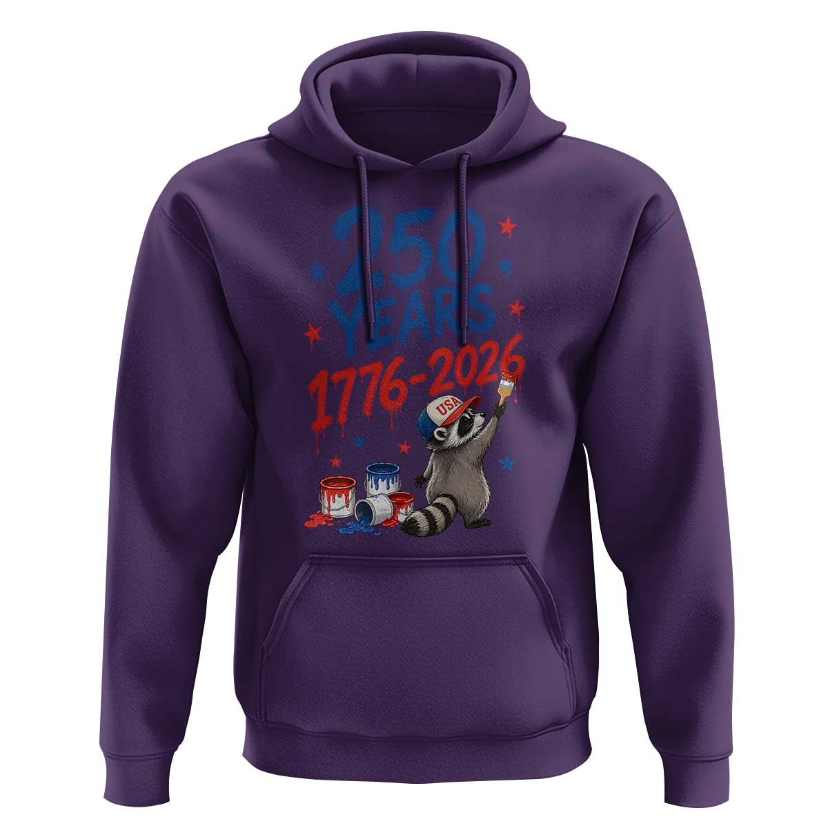 250th Anniversary USA Hoodie Patriotic Raccoon American Flag 4th of July