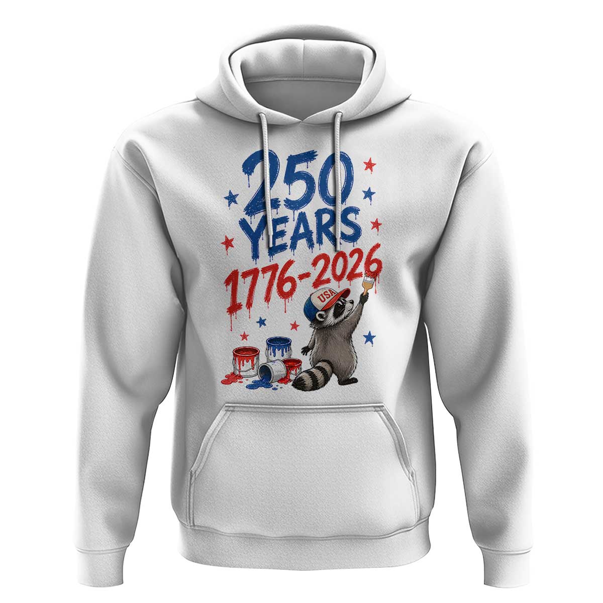 250th Anniversary USA Hoodie Patriotic Raccoon American Flag 4th of July