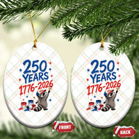 250th Anniversary USA Ceramic Ornament Patriotic Raccoon American Flag 4th of July