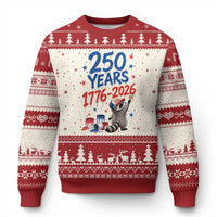 250th Anniversary USA Ugly Christmas Sweater Patriotic Raccoon American Flag 4th of July