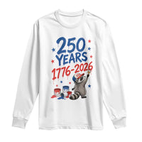 250th Anniversary USA Long Sleeve Shirt Patriotic Raccoon 4th of July American Flag