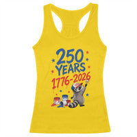 250th Anniversary USA Racerback Tank Top Patriotic Raccoon 4th of July American Flag