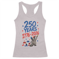 250th Anniversary USA Racerback Tank Top Patriotic Raccoon 4th of July American Flag