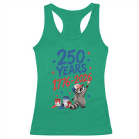 250th Anniversary USA Racerback Tank Top Patriotic Raccoon 4th of July American Flag