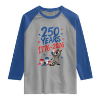 250th Anniversary USA Raglan Shirt Patriotic Raccoon American Flag 4th of July