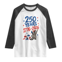 250th Anniversary USA Raglan Shirt Patriotic Raccoon American Flag 4th of July