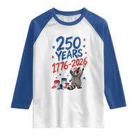 250th Anniversary USA Raglan Shirt Patriotic Raccoon American Flag 4th of July