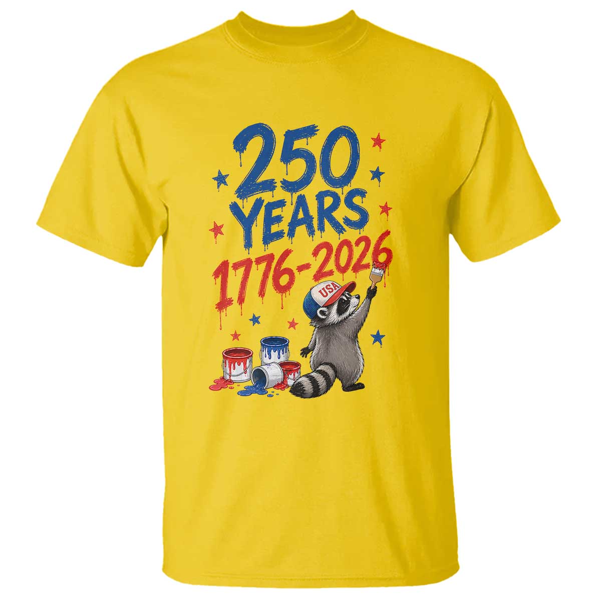 250th Anniversary USA T Shirt Patriotic Raccoon American Flag 4th of July